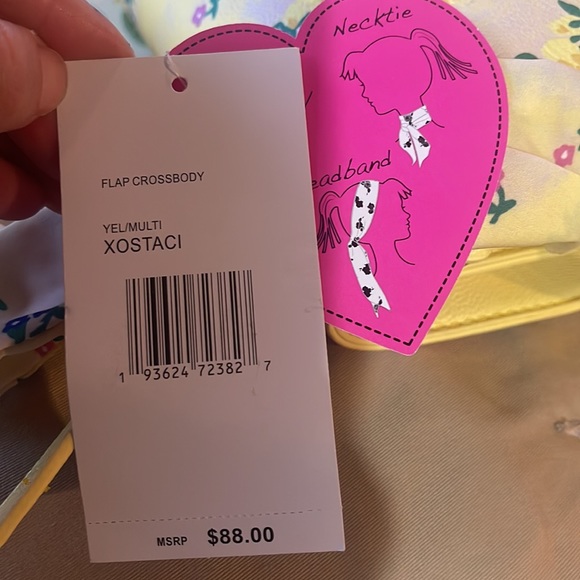 Betsey Johnson CO Staci Yellow Cream Floral crossbody & Satchel BAG w/scarf - Picture 5 of 8